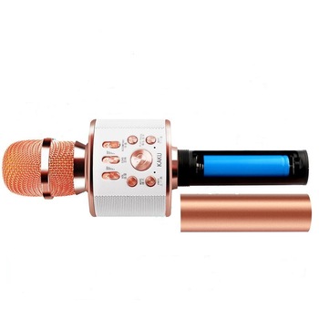 Microfon karaoke Ikaku Mic King Series 2 in 1 Wireless, Bluetooth , Boxa Incorporata , Card Reader ,Rose Gold Microfon karaoke Ikaku Mic King Series 2 in 1 Wireless, Bluetooth , Boxa Incorporata , Card Reader ,Rose Gold