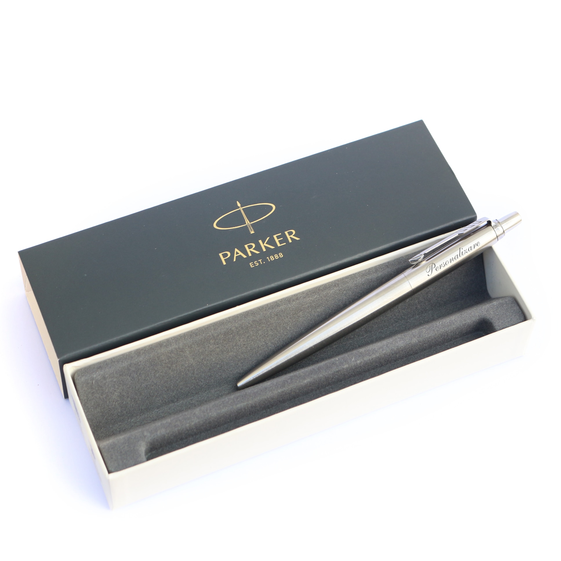 Pix personalizat prin gravura Parker Jotter Royal Stainless Steel CT Premium