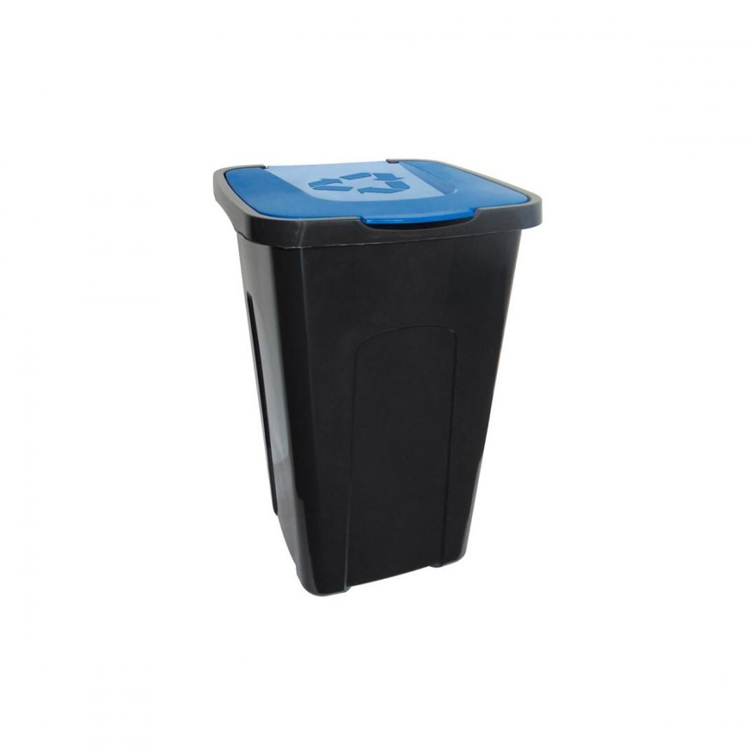 Cos de gunoi cu capac Keeeper 1090, 50 L, Negru/Albastru