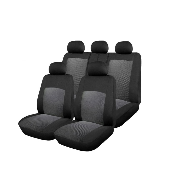 Универсални калъфи тапицерия за предни и разделени задни седалки с 3 ципа пълен комплект flexzon Dream сиви