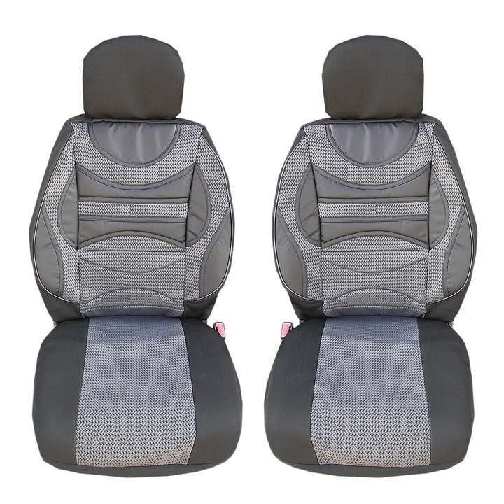 Универсални предни калъфи тапицерия за предни седалки Flexzon Premium, 1 сиво-черни