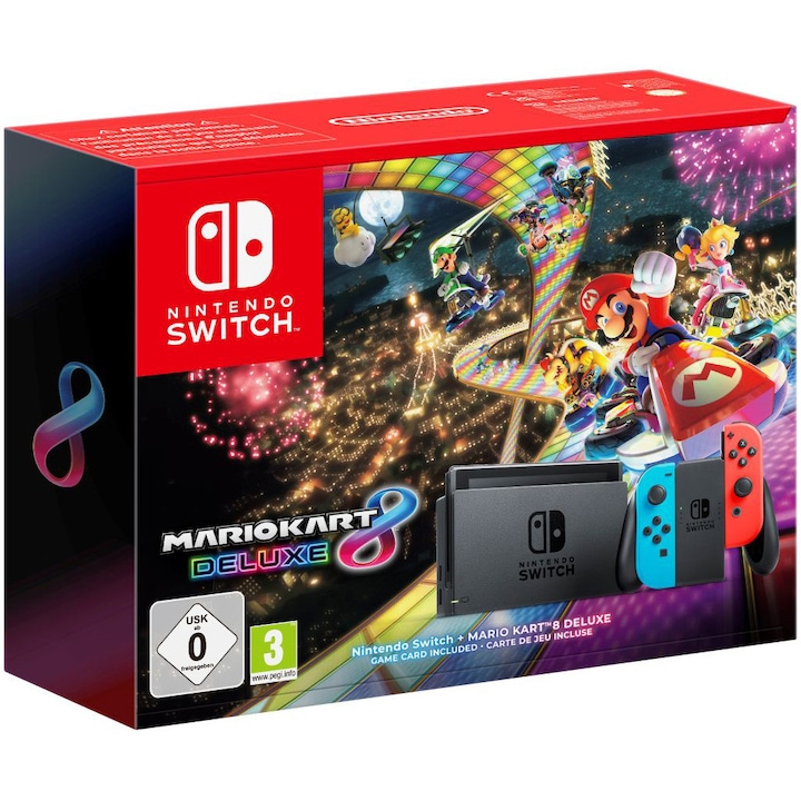 Consola Nintendo Switch Bundle cu Joc Mario Kart 8 Deluxe Edition pentru Nintendo Switch