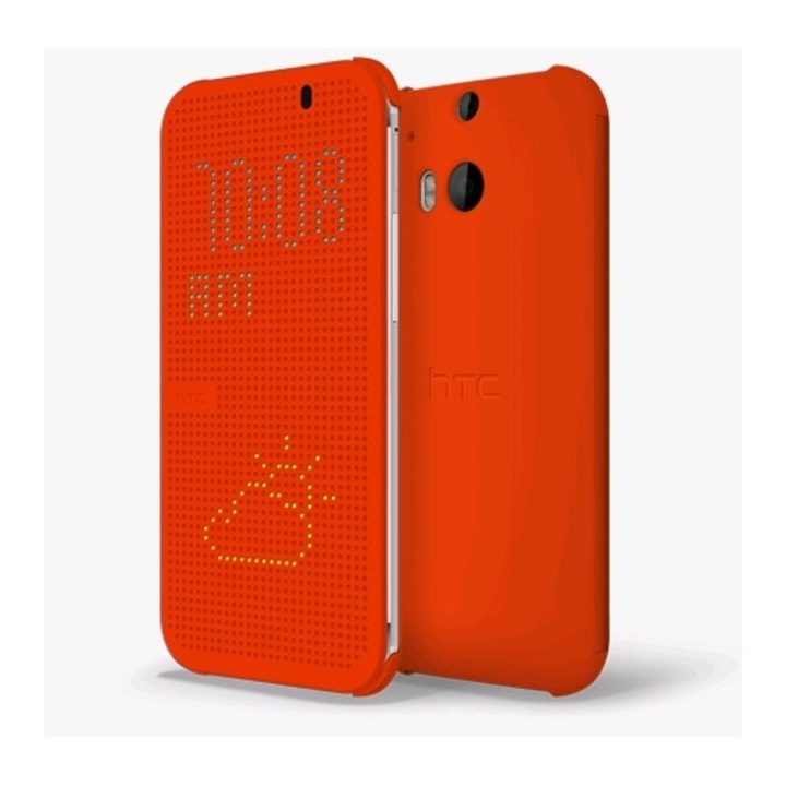 Кейс-активен HTC Case Dot Flip HC M100 за HTC One 2 M8, оранжев