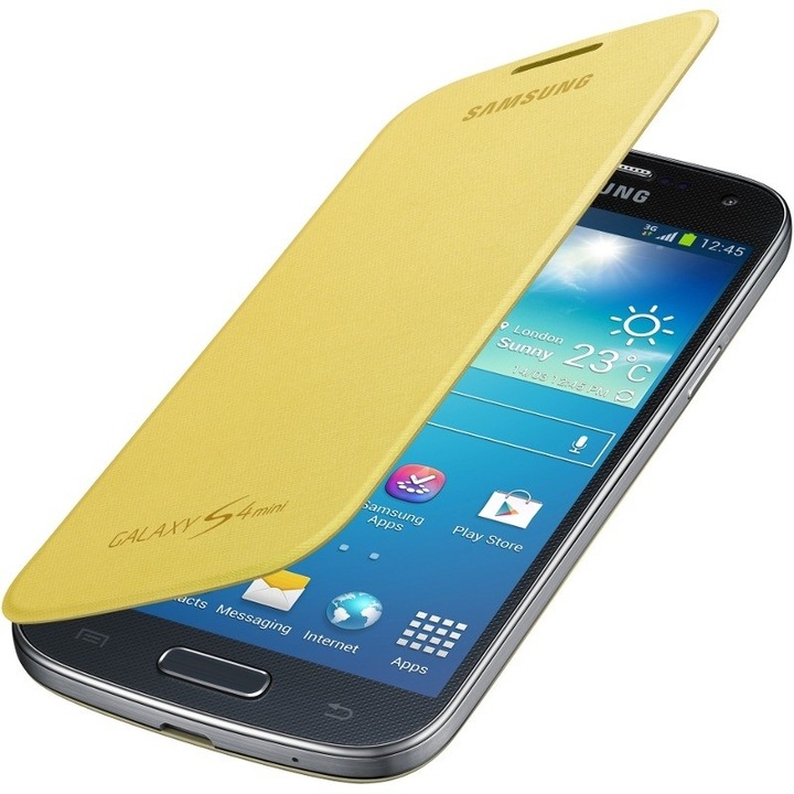 Калъф Samsung Flip Cover за Samsung Galaxy S4 mini i9190, Кожа, Bulk Жълт