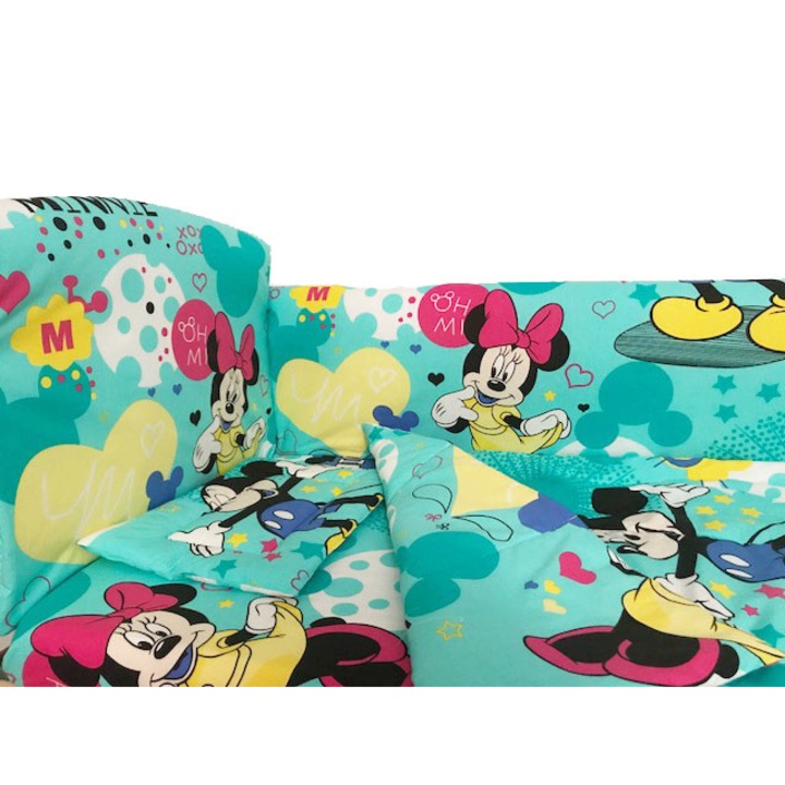 Lenjerie patut 7 piese, Maxi, Minnie si Mickey, 120 x 60 cm