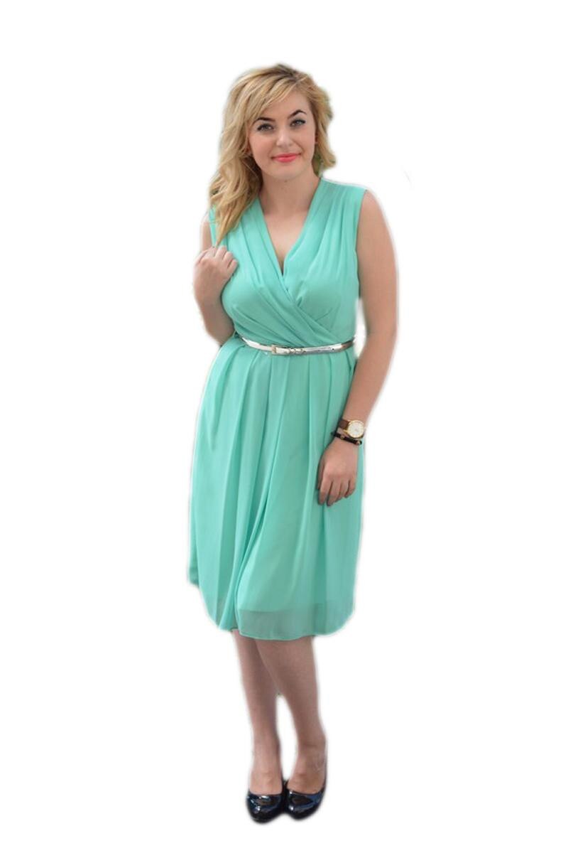 Rochie eleganta, model simplist din voal, D&J Exclusive, Turcoaz