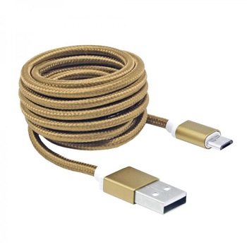 Cablu SBOX microUSB ; Transfer rate: up to 480 Mbps, Braided cable & metal connectors, PC & Mac compatible, Length: 1,5m, Color: Gold Cablu SBOX microUSB ; Transfer rate: up to 480 Mbps, Braided cable & metal connectors, PC & Mac compatible, Length: 1,5m, Color: Gold