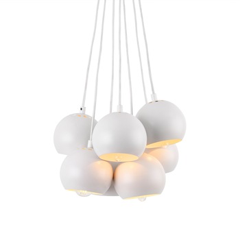 Lustra design decorativ Malta, lux.pro, E14, 40 W, cu 7 abajururi, metal, alb Lustra design decorativ Malta, lux.pro, E14, 40 W, cu 7 abajururi, metal, alb