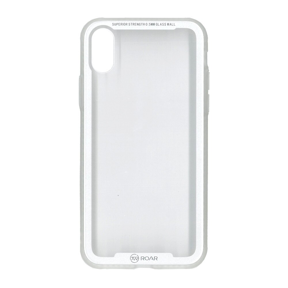 Husa de protectie cu spate de sticla securizata, Roar, pentru iPhone X , argintiu