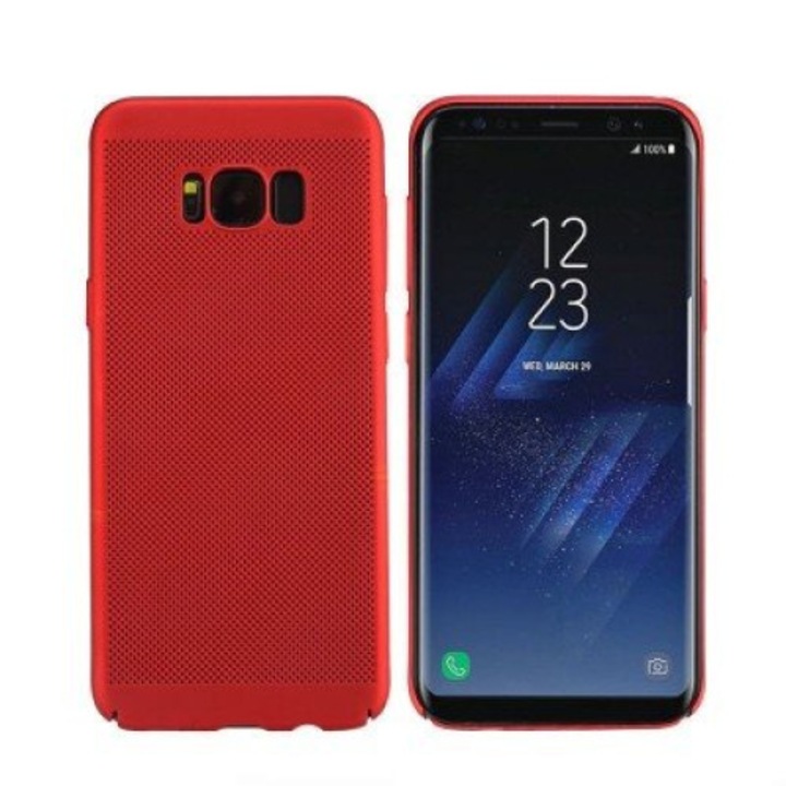 Кейс за Samsung Galaxy S8 Plus червен перфориран пластмасов