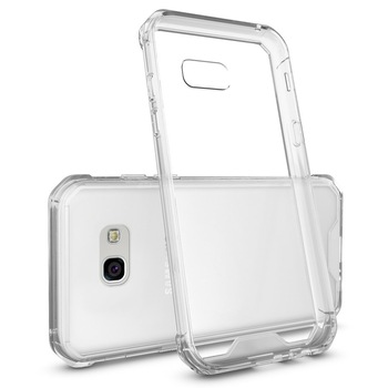 Husa de protectie Hybrid Antisoc pentru Samsung Galaxy A3 2017, carcasa spate PC transparenta cu cadru, Transparent