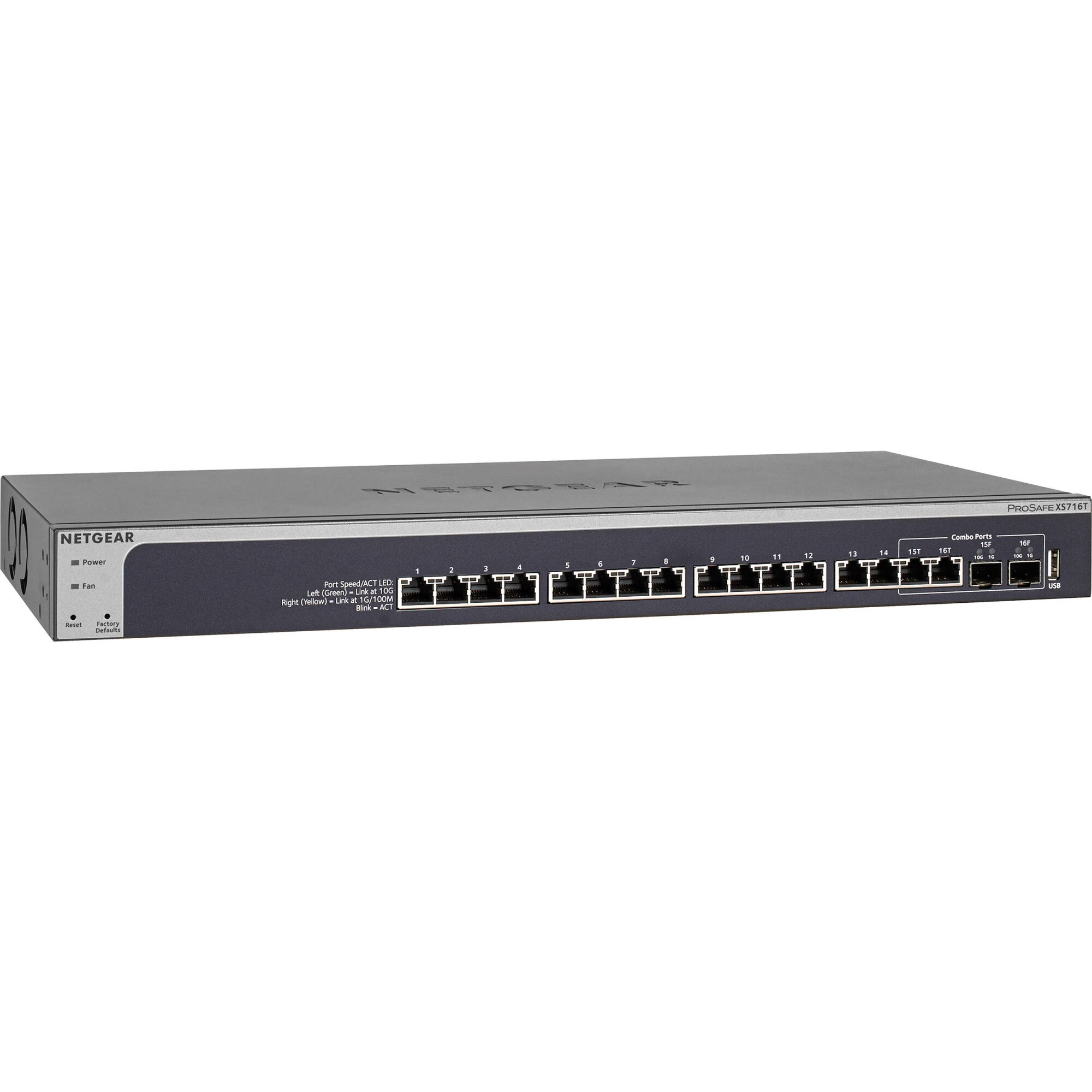 Netgear XS716T-100NES 16 x port 10-Gigabit Smart Managed Switch (16 copper with 2 shared combo copper/SFP+ Fiber ports)