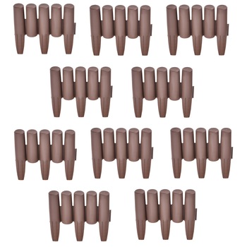 Bordura decorativa gradina Palisada 5, casa.pro, 24 x 27,5 x 4,5 cm, 80 bucati, lungime totala 2160 cm, plastic, maro Bordura decorativa gradina Palisada 5, casa.pro, 24 x 27,5 x 4,5 cm, 80 bucati, lungime totala 2160 cm, plastic, maro