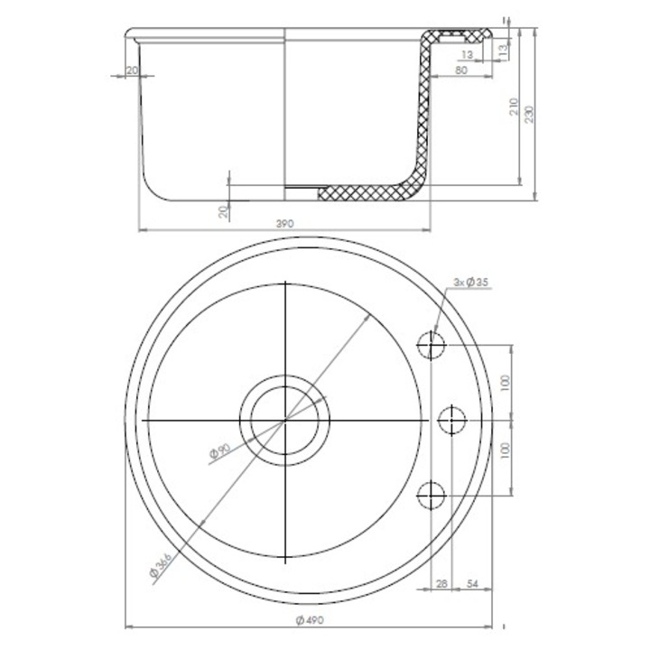 Chiuveta de bucatarie rotunda Fat 92020, Culoare Silver Orange