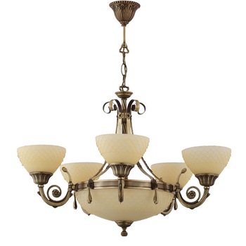 Lustra BUSSY LIGHTING 3062 5 brate ,E27 5x60w + E14 3x40w,metal finisaj bronz-antiq / sticla crem Lustra BUSSY LIGHTING 3062 5 brate ,E27 5x60w + E14 3x40w,metal finisaj bronz-antiq / sticla crem