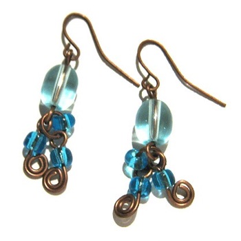 Cercei Moazi Handmade monoChrome, Antique Cupru, Albastru Deschis Cercei Moazi Handmade monoChrome, Antique Cupru, Albastru Deschis