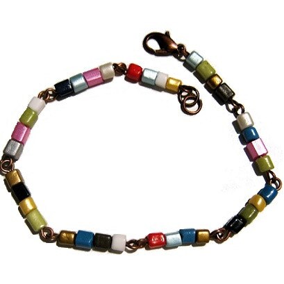 Bratara Moazi Handmade, 4Beads, Antique Cupru, Multicolor