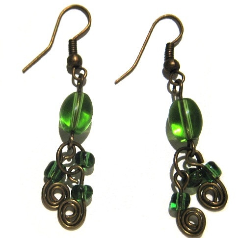 Cercei Moazi Handmade monoChrome, Antique Bronz, Verde