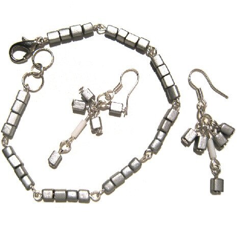 Set Moazi Handmade 4Beads, Argintiu, Gri