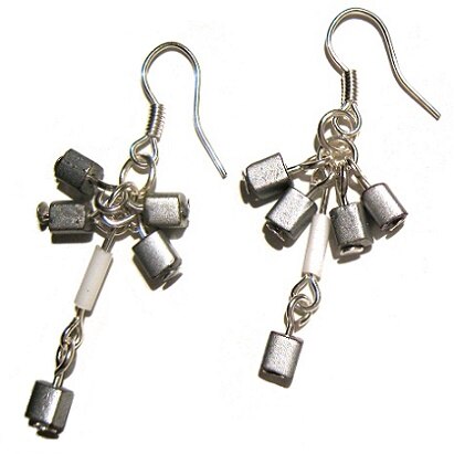 Cercei Moazi Handmade 4Beads, Argintiu, Gri