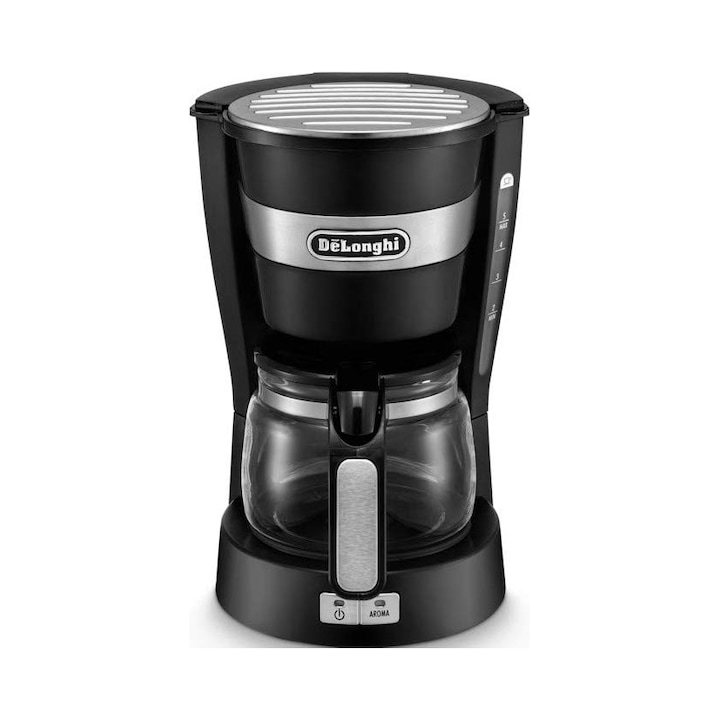 Espressor pentru cafea prin filtru De'Longhi ICM14011, carafa din sticla pentru 10 cesti, filtru din hartie, sistem anti-picurare, mentinere caldura, negru
