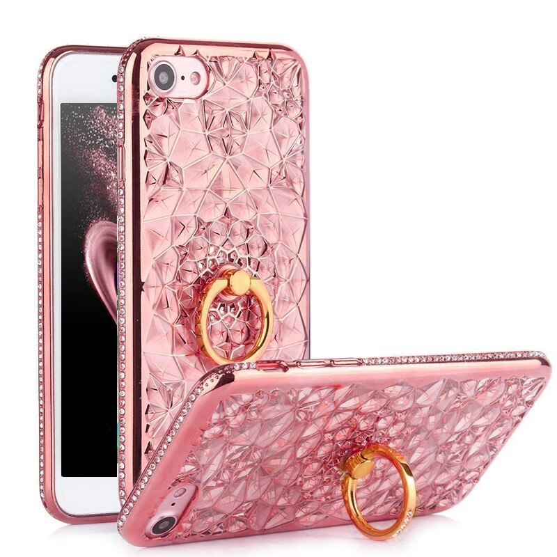 Husa telefon Iphone 6 Plus/ 6S Plus ofera protectie Ultrasubtire Diamond Crystal Ring Rose