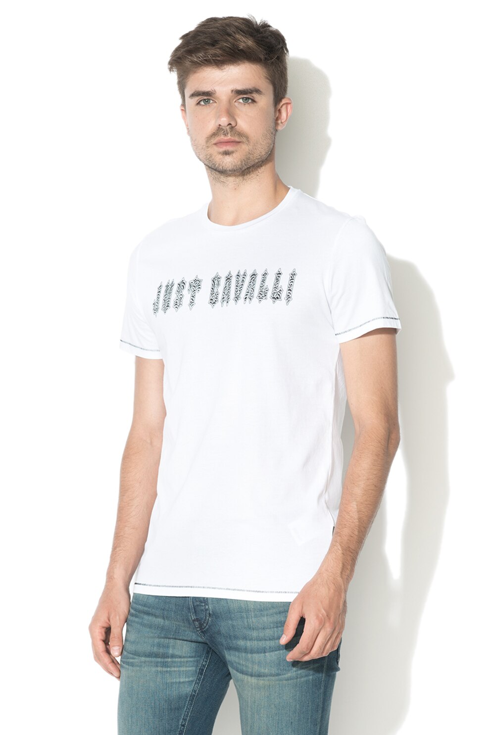 JUST CAVALLI, Tricou cu logo, Alb