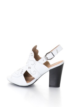 Bronx, Sandale slingback de piele cu tinte, Alb, 41 Bronx, Sandale slingback de piele cu tinte, Alb, 41