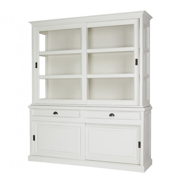 Vitrina cu usi glisante, finisaj vopsit alb, dimensiune 186 x 53 x 218 cm, articol MC 86