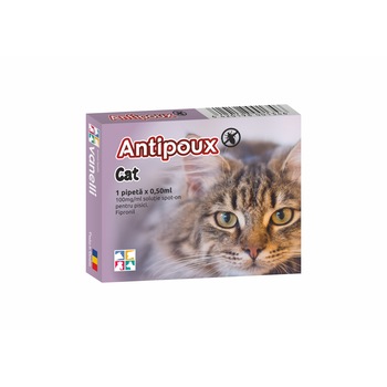 Solutie antiparazitara externa cu fipronil spot-on Antipoux Cat 0.50 ml Solutie antiparazitara externa cu fipronil spot-on Antipoux Cat 0.50 ml