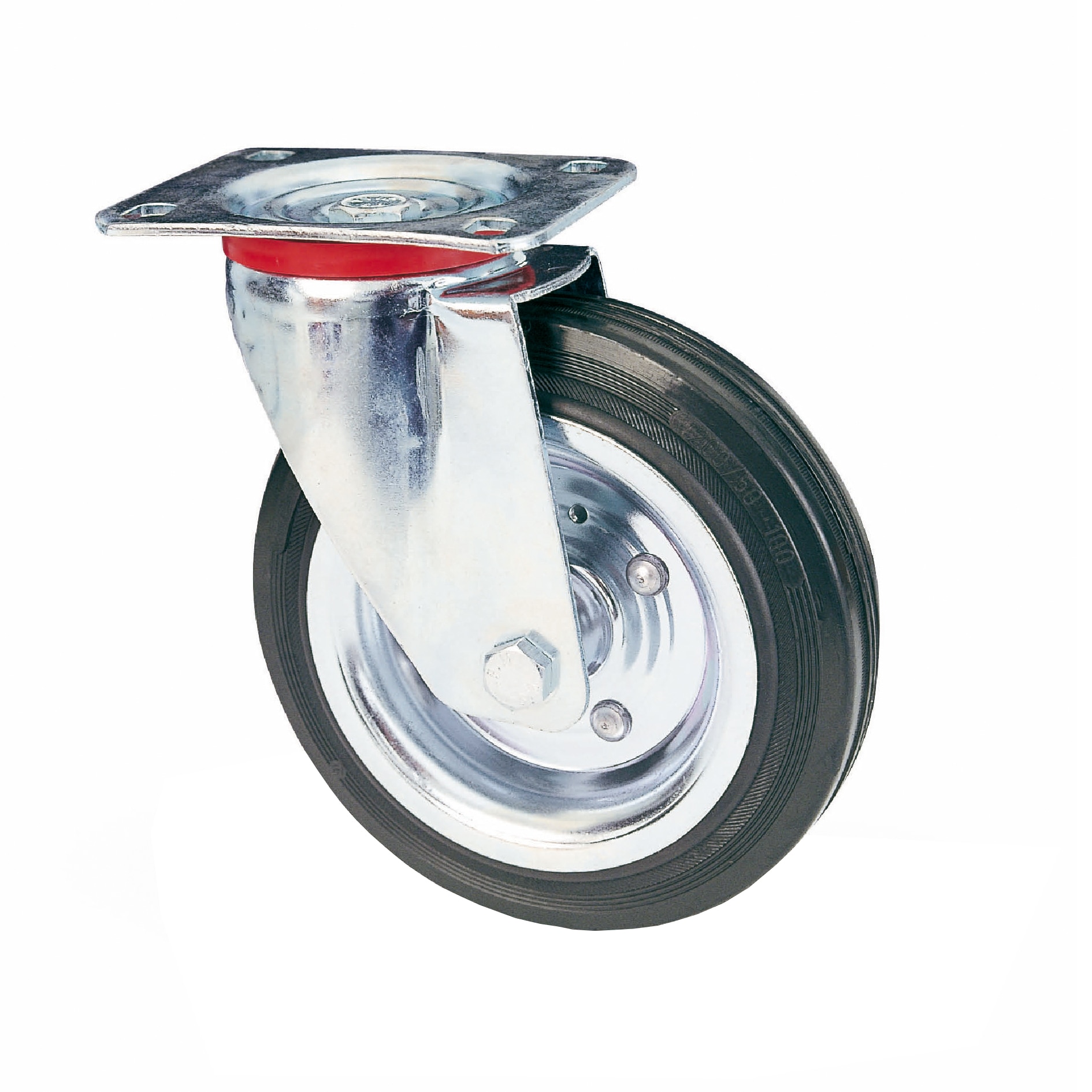 Roata pivotanta, din cauciuc plin, cu placa, 160 mm, 150 kg