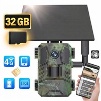 Camera de Vanatoare cu Panou Solar KLASTEP, Slot SIM, CARD 32GB CADOU, Viziune Nocturna cu LED Infrarosu, Rezistenta la Apa, Senzor Miscare, Detectie 95°, Stocare Card, Camera Supraveghere pentru Vanatoare, Observatie Fauna, Securitate, Camuflaj Mat