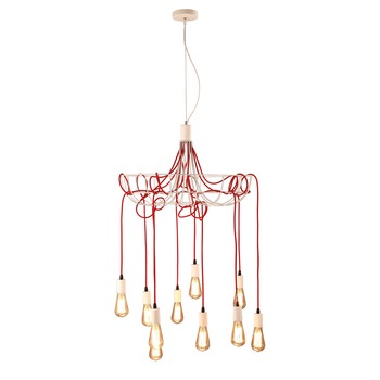 Corp de iluminat Templum cu 10 brate si cadru metalic alb, diametru 60 cm, fir ajustabil, Maison M Corp de iluminat Templum cu 10 brate si cadru metalic alb, diametru 60 cm, fir ajustabil, Maison M