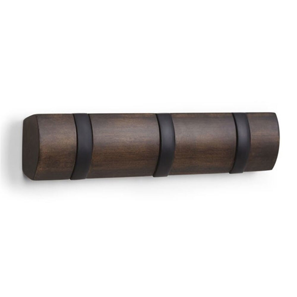 Cuier Flip 3 Hook, 36,8 x 7 x 3,8 cm, Negru/Nuc