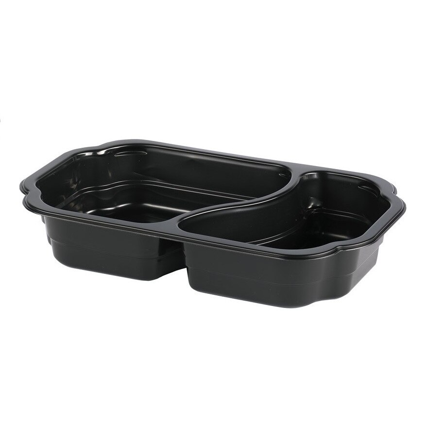 Caserola infoliabila, neagra cu 2 compartimente 500/400 ml, ideala pentru serviciul de catering, 332buc/cutie