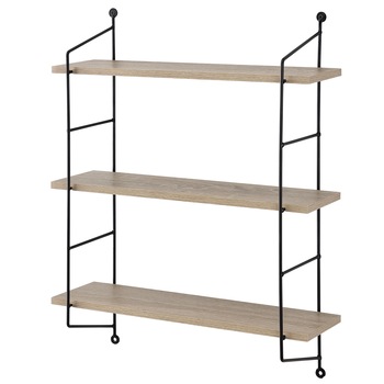Sistem rafturi design pe 3 nivele, Modell 3, en.casa, 48 x 15 cm, MDF cu invelis PVC rama otel -culoarea lemnului Sistem rafturi design pe 3 nivele, Modell 3, en.casa, 48 x 15 cm, MDF cu invelis PVC rama otel -culoarea lemnului