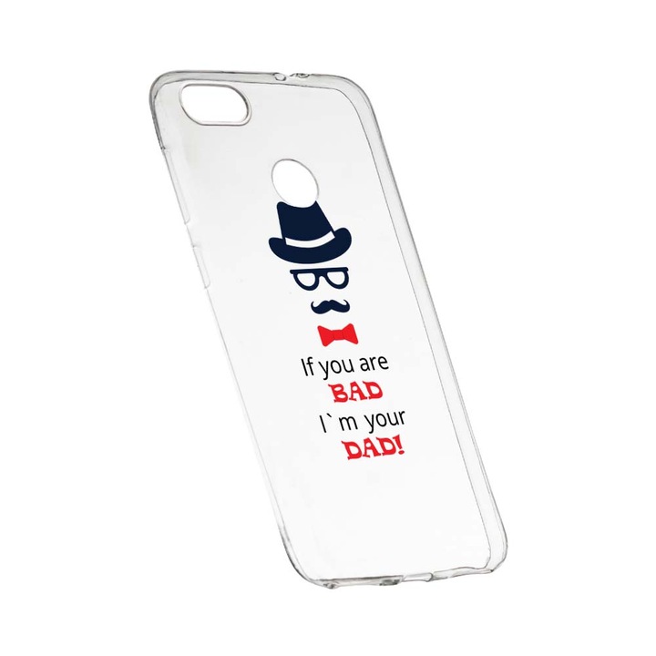 Силиконов калъф, прозрачен, тънък, Bad Dad, HTC Desire 12 Plus