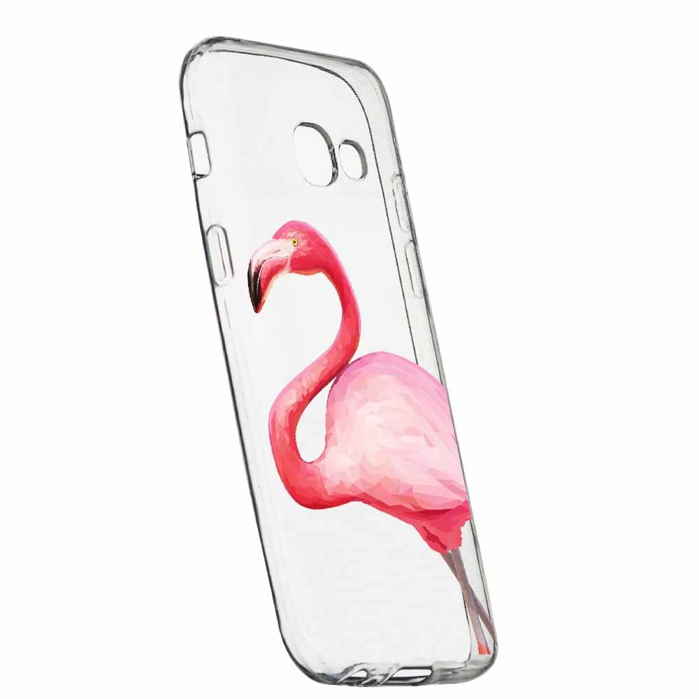 Husa Silicon, Transparent, Slim, Flamingo, Samsung Galaxy A5 2017