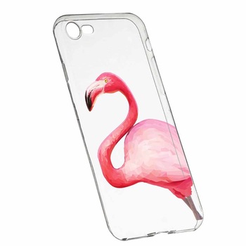 Husa Silicon, Transparent, Slim, Flamingo, Apple iPhone 7 / 8 Husa Silicon, Transparent, Slim, Flamingo, Apple iPhone 7 / 8