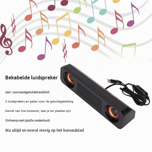 Soundbar Corenia QRE-5170784, alimentare USB, jack 3,5 mm, stereo 2x, 360° surround, compact, negru/auriu