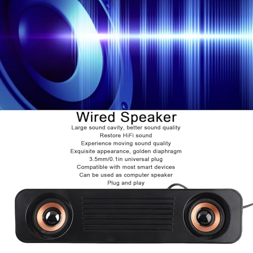 Soundbar Corenia QRE-5170784, alimentare USB, jack 3,5 mm, stereo 2x, 360° surround, compact, negru/auriu