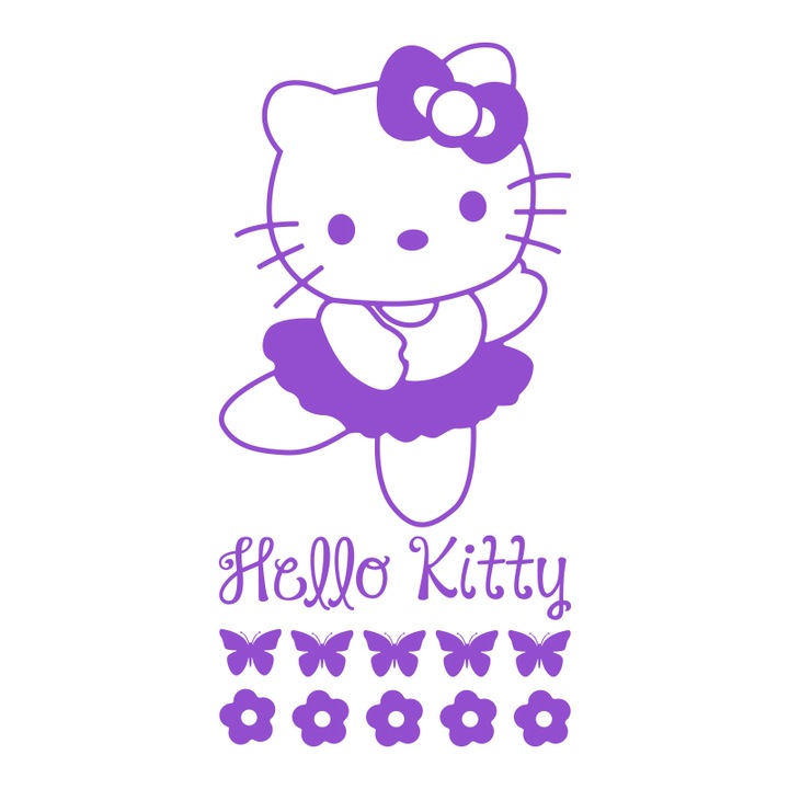 Sticker Decorativ - SMAER - Hello Kitty - 60cm x 30cm - Violet