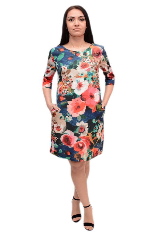 Rochie trendy cu imprimeu floral, de primavara-vara , D&J Exclusive, Multicolor