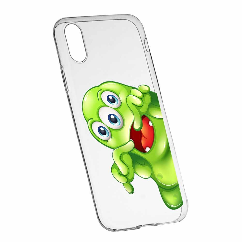 Husa Silicon, Transparent, Slim, Green Monster, Apple iPhone X