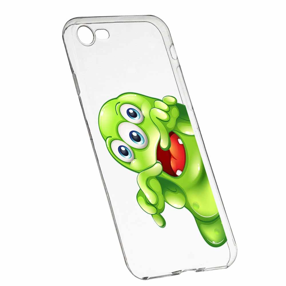 Husa Silicon, Transparent, Slim, Green Monster, Apple iPhone 7 / 8