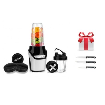 Blender 2 in 1 , Putere 1000W, HAUSBERG , Nutrition Extractor, Negru si Set cutite 3 piese Blender 2 in 1 , Putere 1000W, HAUSBERG , Nutrition Extractor, Negru si Set cutite 3 piese