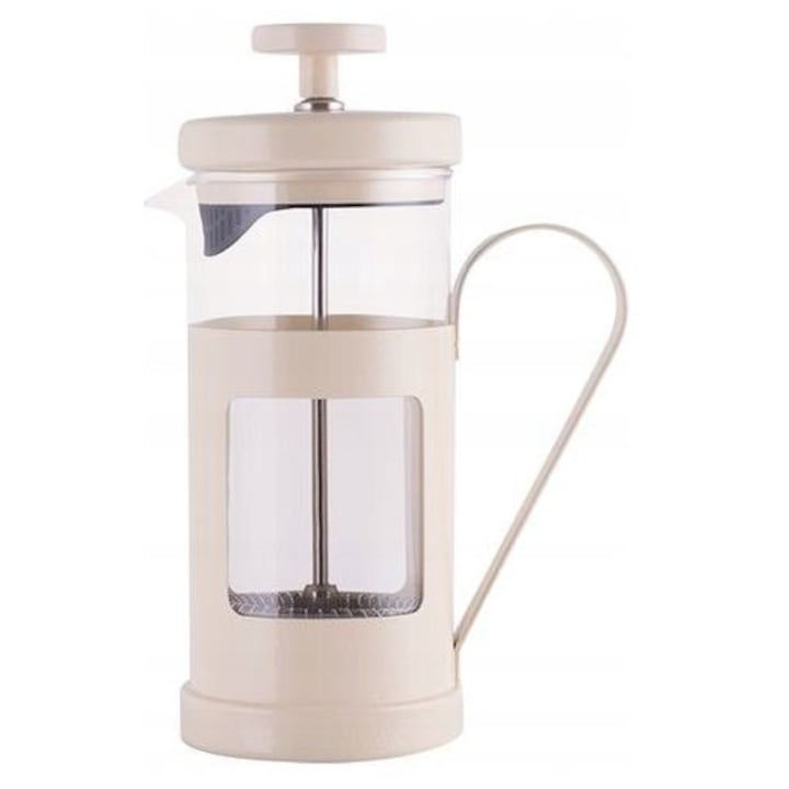 Cafetiera French press La Cafetiere Monaco OQ3XM0IZ2EU, sticla borosilicata, filtru din otel inoxidabil reutilizabil, crem/transparent, 350 ml