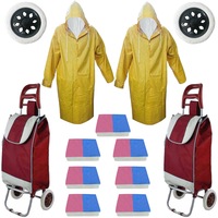pachet - 2 x carut piata 2 roti grena carucior cumparaturi cu sac suporta 20 kg  2 x pelerina de ploaie impermeabila galbena  2 x roata spuma pentru carut  7 x set bureti vase hillox 2bucset imagen 38_2_
0