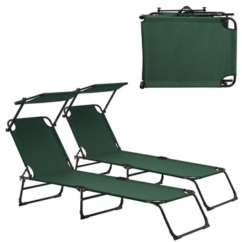 Set 2 bucati sezlong cu trapa HTCB 124, casa.pro, 187 x 53 x 27 cm, otel/poliester, verde inchis Set 2 bucati sezlong cu trapa HTCB 124, casa.pro, 187 x 53 x 27 cm, otel/poliester, verde inchis