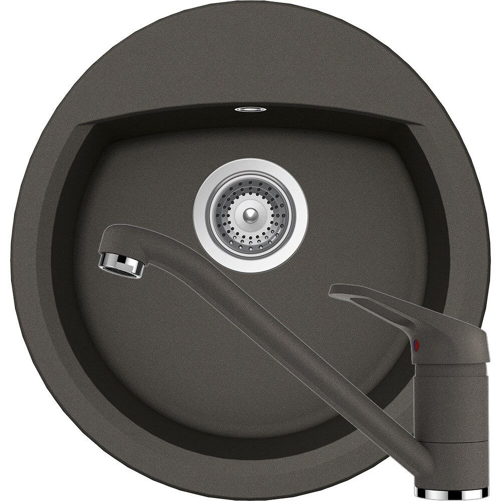 Kit chiuveta Schock Manhattan R-100 470 x 490 mm si baterie Schock Cosmo Asphalt Cristalite